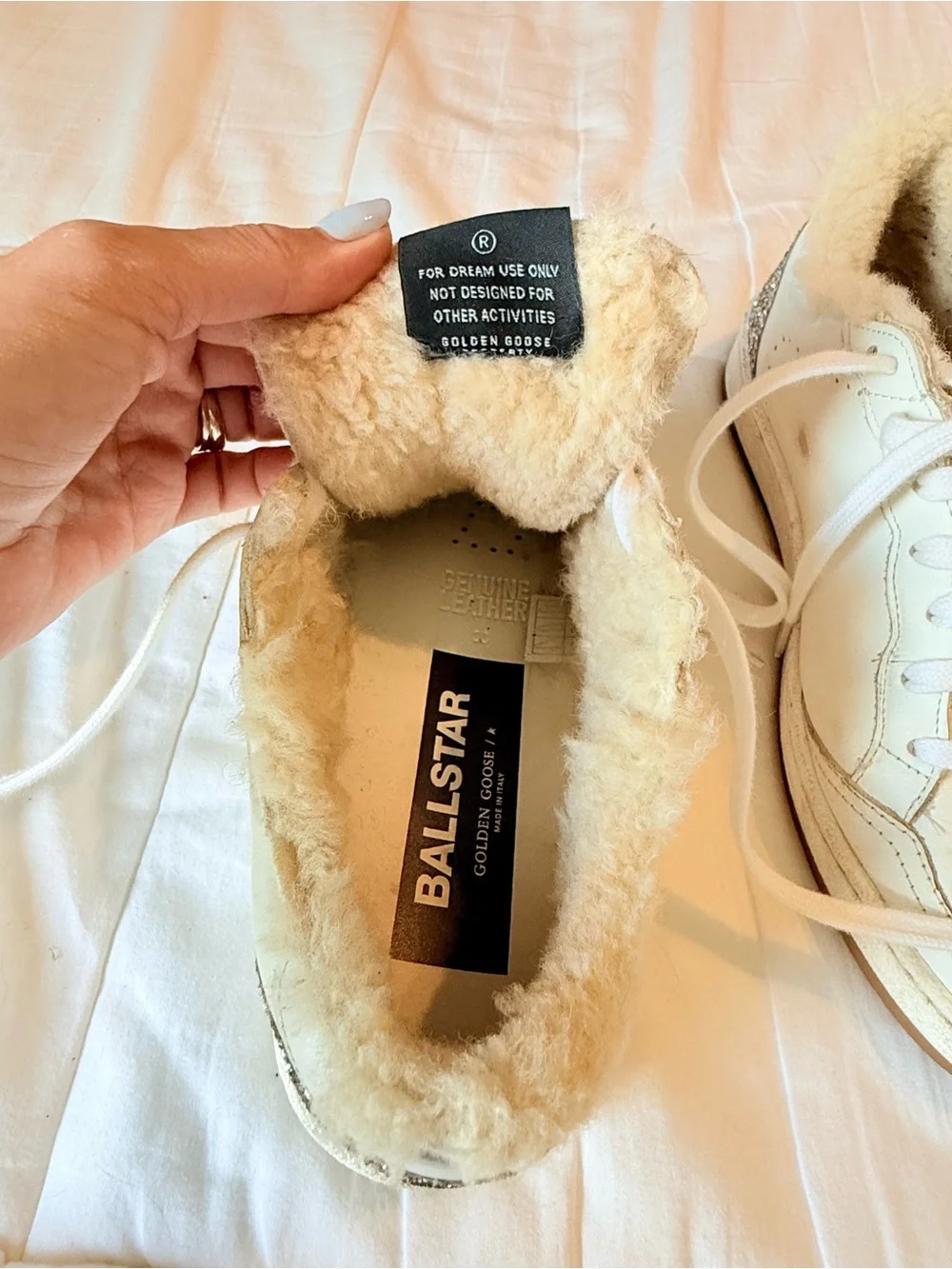 Golden Goose White Sneakers with Silver Glitter Star